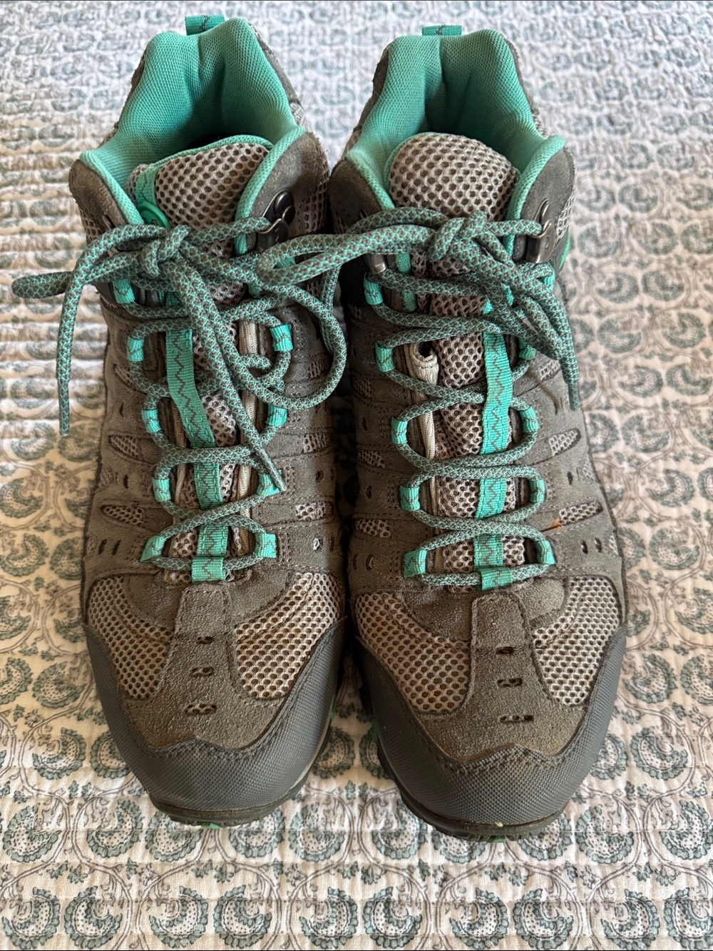 Merrell Women's Gray and Teal Lace-Up Hiking Boots waterproof - Picture 3 of 7